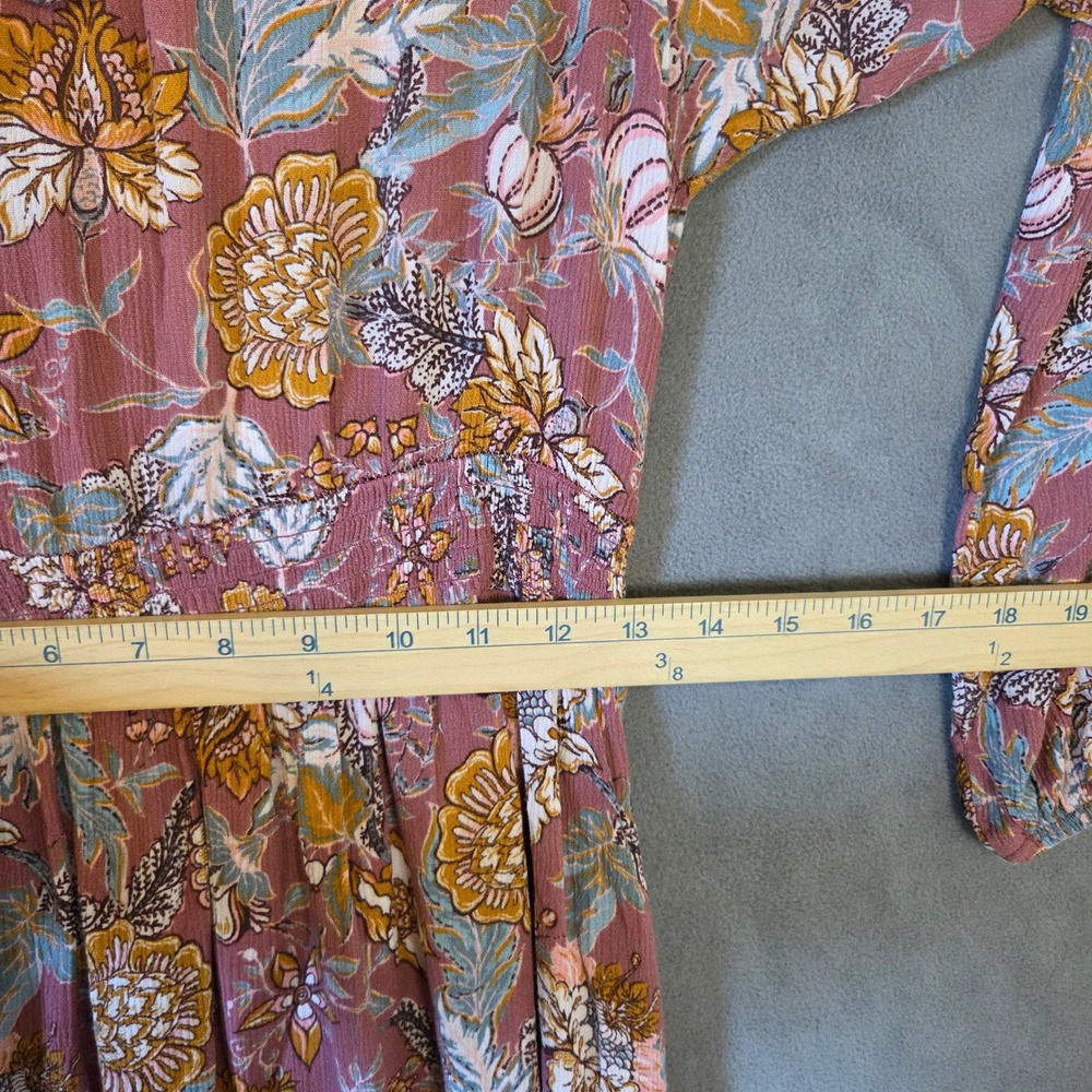 Knox Rose Smocked Midi Dress Women Size Medium Floral Boho Cottage Prairie - Picture 14 of 14